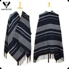 2016 Unisex gewebte Acryl Mode Big Striped Schal mit Fransen